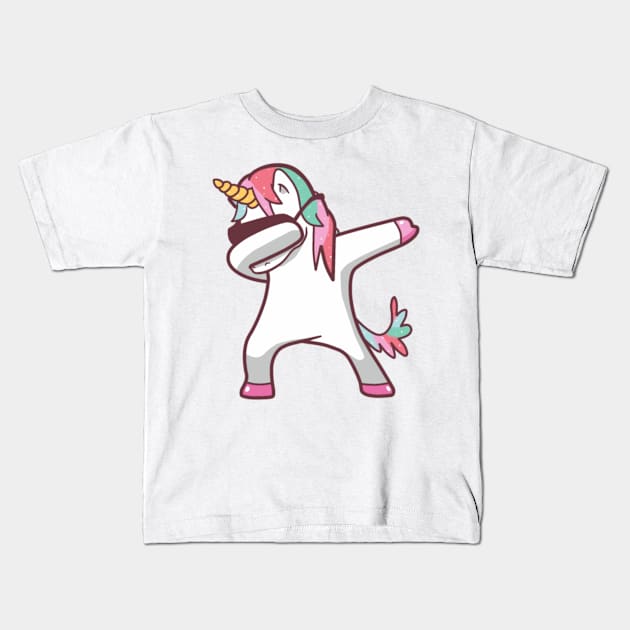 Dabbing Unicorn Kids T-Shirt by tomhilljohnez